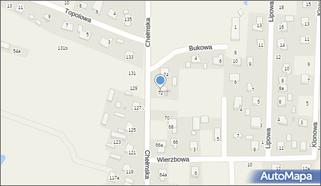 Okszów, Chełmska, 72, mapa Okszów