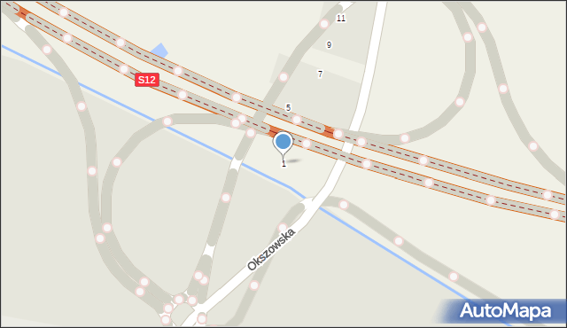 Okszów-Kolonia, Chełmska, 1, mapa Okszów-Kolonia