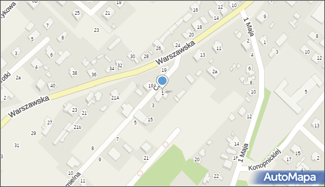 Okuniew, Chmielna, 1, mapa Okuniew