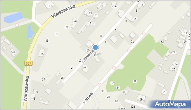 Okuniew, Chmielna, 11, mapa Okuniew
