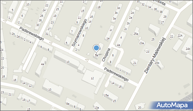 Olsztyn, Chopina Fryderyka, 5a, mapa Olsztyna