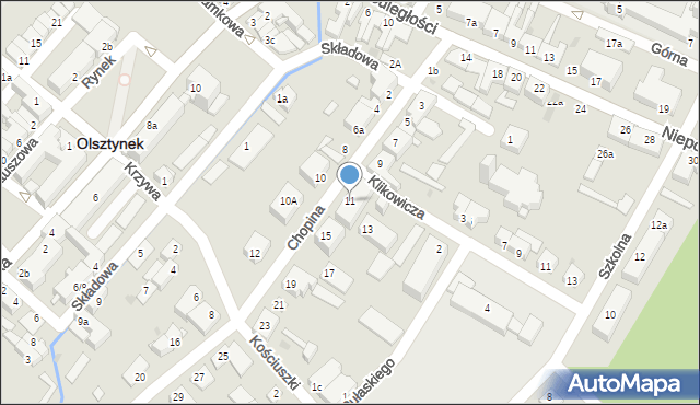 Olsztynek, Chopina Fryderyka, 11, mapa Olsztynek
