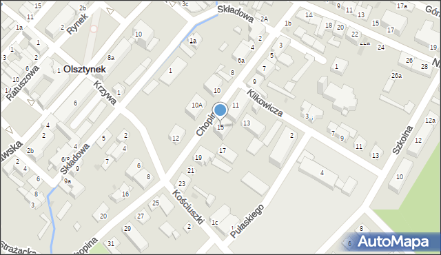 Olsztynek, Chopina Fryderyka, 15, mapa Olsztynek