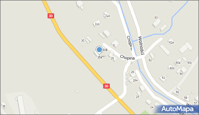 Olszyna, Chopina Fryderyka, 30a, mapa Olszyna
