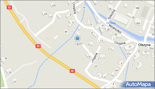 Olszyna, Chopina Fryderyka, 7b, mapa Olszyna