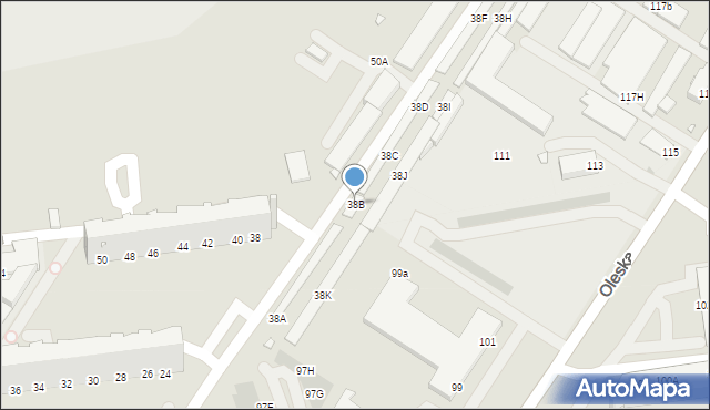 Opole, Chabrów, 38B, mapa Opola
