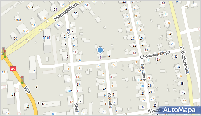 Opole, Chodowieckiego Daniela, 4, mapa Opola