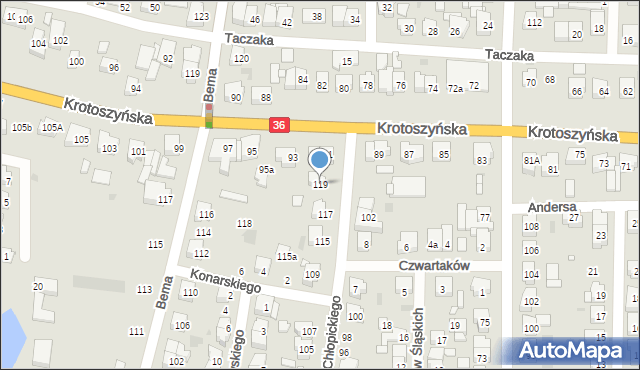 Ostrów Wielkopolski, Chłopickiego Józefa, gen., 119, mapa Ostrów Wielkopolski