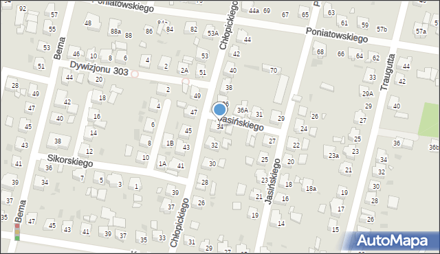 Ostrów Wielkopolski, Chłopickiego Józefa, gen., 34, mapa Ostrów Wielkopolski