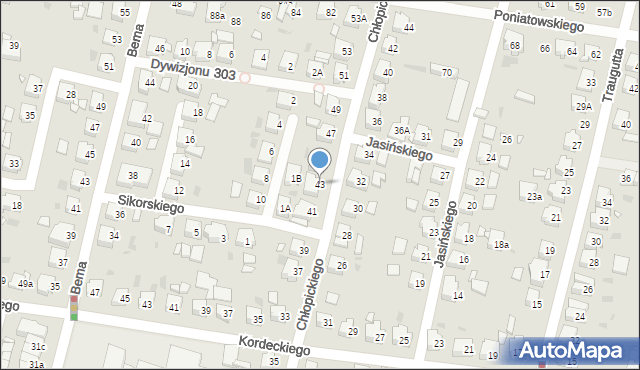 Ostrów Wielkopolski, Chłopickiego Józefa, gen., 43, mapa Ostrów Wielkopolski