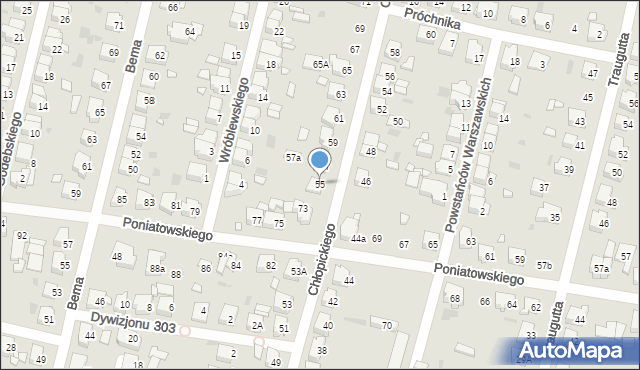 Ostrów Wielkopolski, Chłopickiego Józefa, gen., 55, mapa Ostrów Wielkopolski