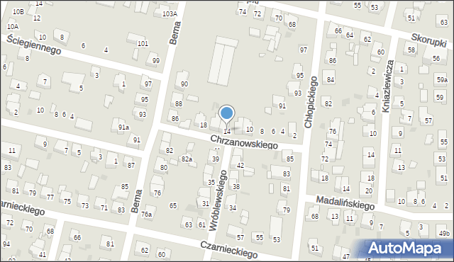 Ostrów Wielkopolski, Chrzanowskiego Wojciecha, gen., 14, mapa Ostrów Wielkopolski