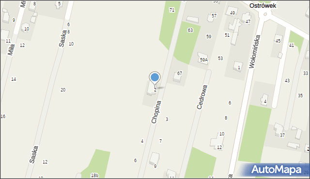 Ostrówek, Chopina Fryderyka, 2, mapa Ostrówek