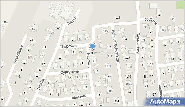 Ostrowiec Świętokrzyski, Chabrowa, 9, mapa Ostrowiec Świętokrzyski