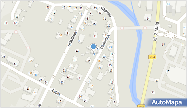 Ostrowiec Świętokrzyski, Chmielna, 3, mapa Ostrowiec Świętokrzyski