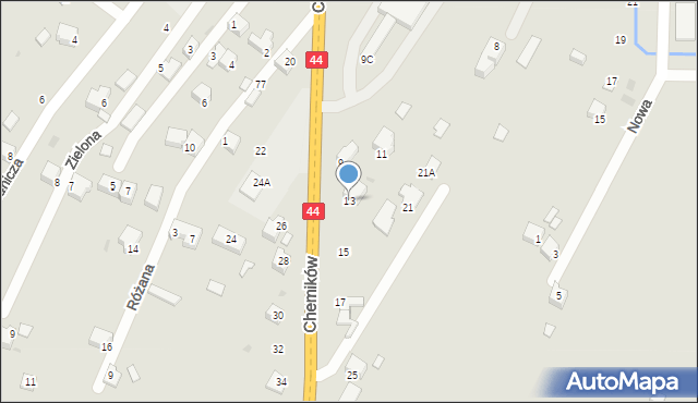 Oświęcim, Chemików, 13, mapa Oświęcimia