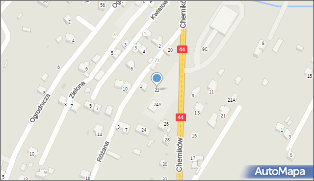 Oświęcim, Chemików, 22, mapa Oświęcimia