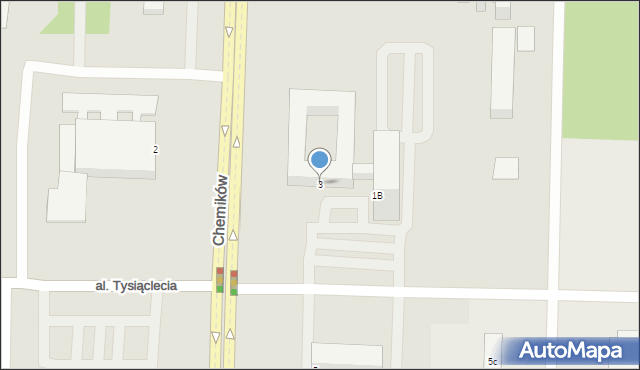 Oświęcim, Chemików, 3, mapa Oświęcimia