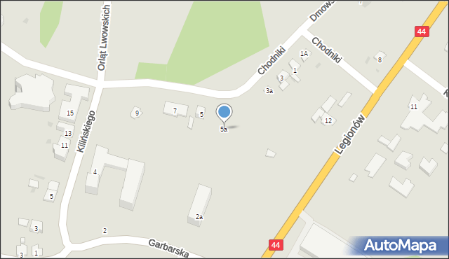 Oświęcim, Chodniki, 5a, mapa Oświęcimia