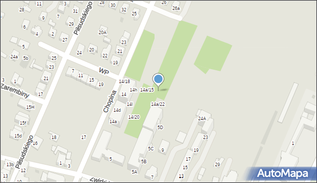 Oświęcim, Chopina Fryderyka, 14a/19, mapa Oświęcimia