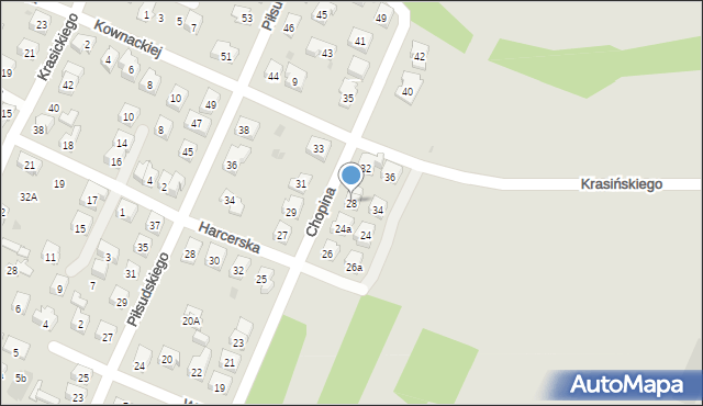 Oświęcim, Chopina Fryderyka, 28, mapa Oświęcimia