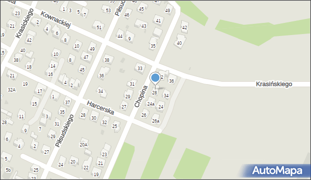 Oświęcim, Chopina Fryderyka, 30, mapa Oświęcimia