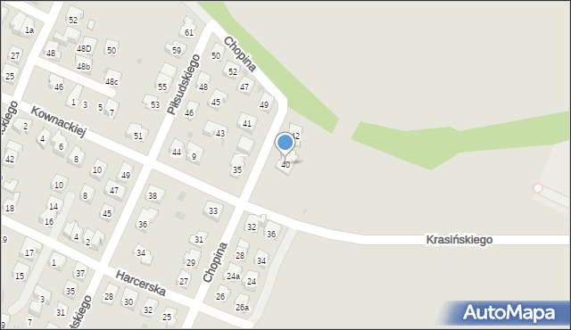 Oświęcim, Chopina Fryderyka, 40, mapa Oświęcimia