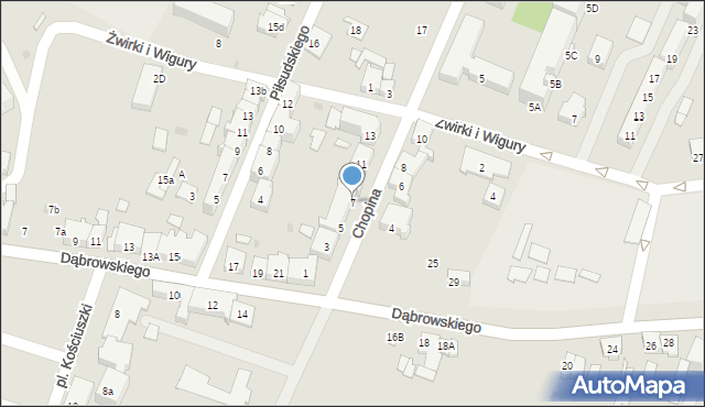 Oświęcim, Chopina Fryderyka, 7, mapa Oświęcimia