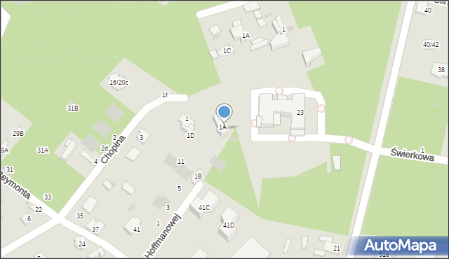 Otwock, Chopina Fryderyka, 1E, mapa Otwock