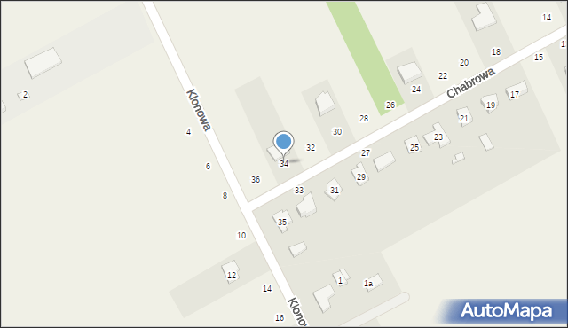 Parczew, Chabrowa, 34, mapa Parczew