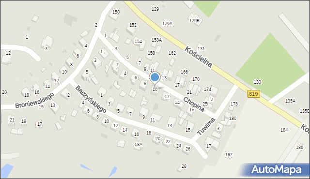 Parczew, Chopina Fryderyka, 10, mapa Parczew