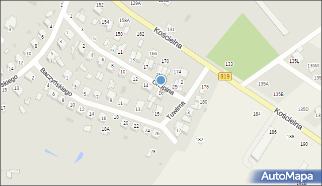 Parczew, Chopina Fryderyka, 16, mapa Parczew