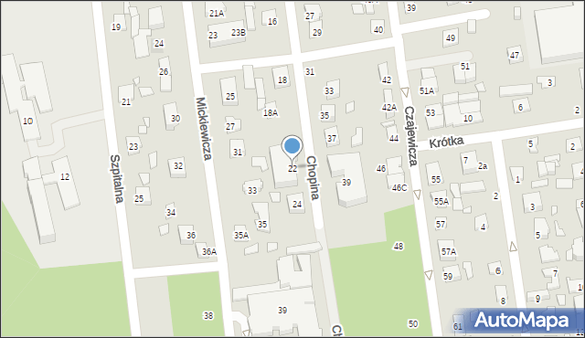 Piaseczno, Chopina Fryderyka, 22, mapa Piaseczno