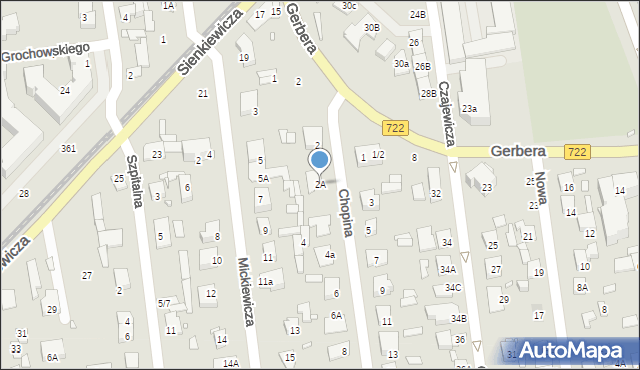 Piaseczno, Chopina Fryderyka, 2A, mapa Piaseczno