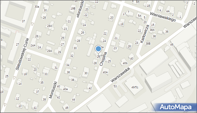 Piastów, Chopina Fryderyka, 26, mapa Piastów