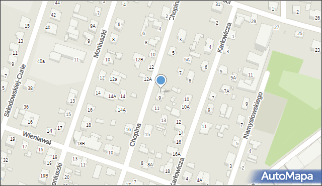 Piastów, Chopina Fryderyka, 9A, mapa Piastów