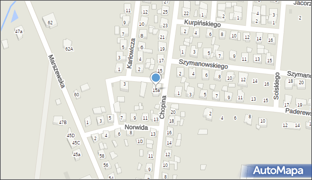 Pleszew, Chopina Fryderyka, 15a, mapa Pleszew