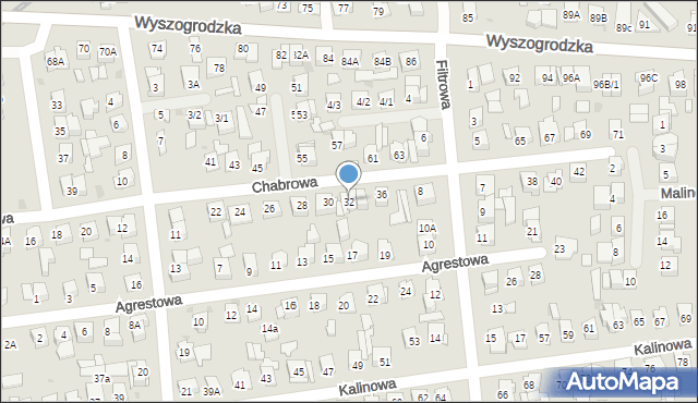 Płock, Chabrowa, 32, mapa Płock