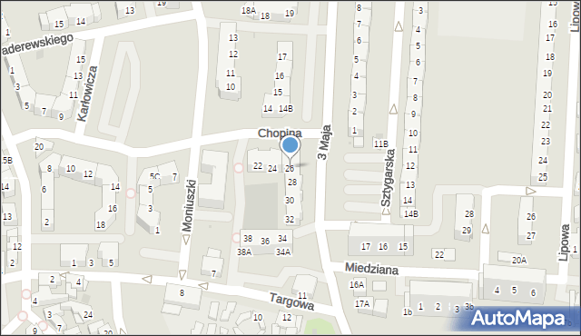 Polkowice, Chopina Fryderyka, 26, mapa Polkowice