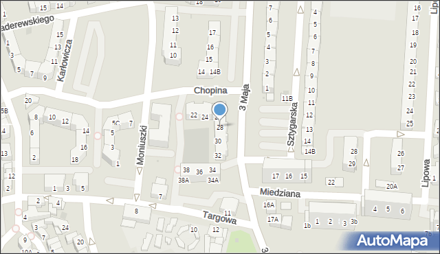 Polkowice, Chopina Fryderyka, 28, mapa Polkowice