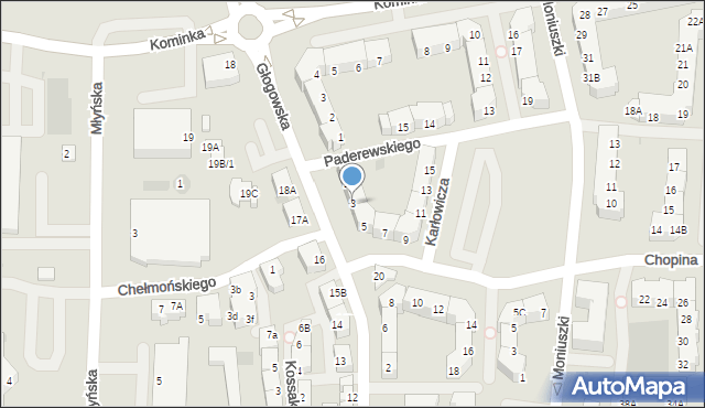 Polkowice, Chopina Fryderyka, 3, mapa Polkowice