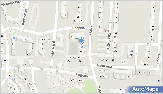 Polkowice, Chopina Fryderyka, 30, mapa Polkowice