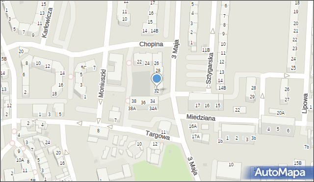 Polkowice, Chopina Fryderyka, 32, mapa Polkowice