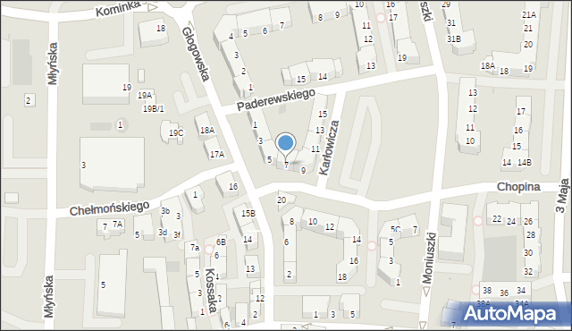 Polkowice, Chopina Fryderyka, 7, mapa Polkowice