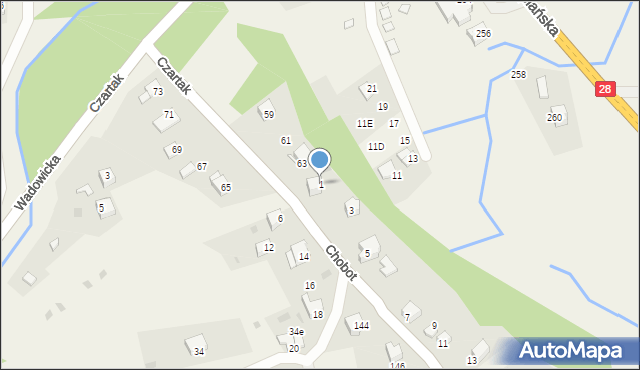 Ponikiew, Chobot, 1, mapa Ponikiew