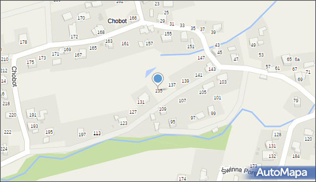Ponikiew, Chobot, 135, mapa Ponikiew