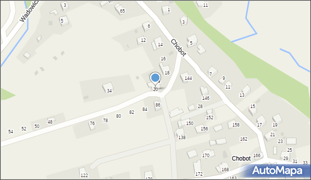 Ponikiew, Chobot, 20, mapa Ponikiew