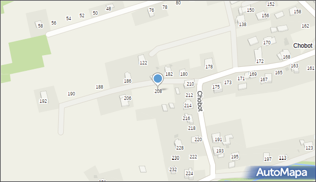 Ponikiew, Chobot, 208, mapa Ponikiew