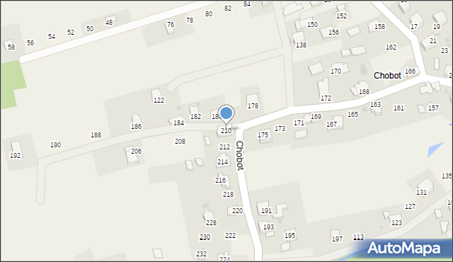 Ponikiew, Chobot, 210, mapa Ponikiew
