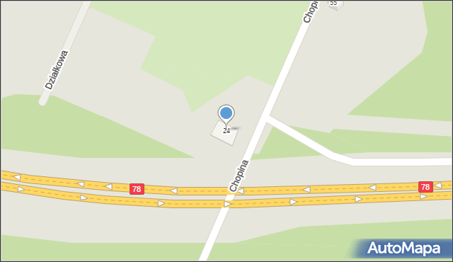 Poręba, Chopina Fryderyka, 24, mapa Poręba